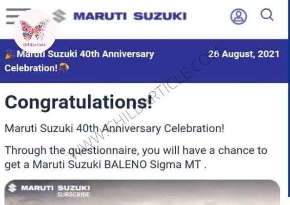 Maruti Suzuki 40th Anniversary Gift Link Real or Fake | ChildArticle